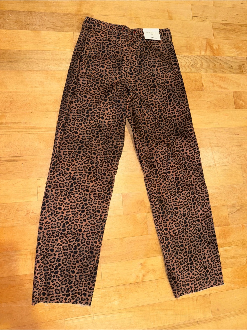 Zara Olive Green Leopard Print Wide Leg Jeans - Picture 3 of 10